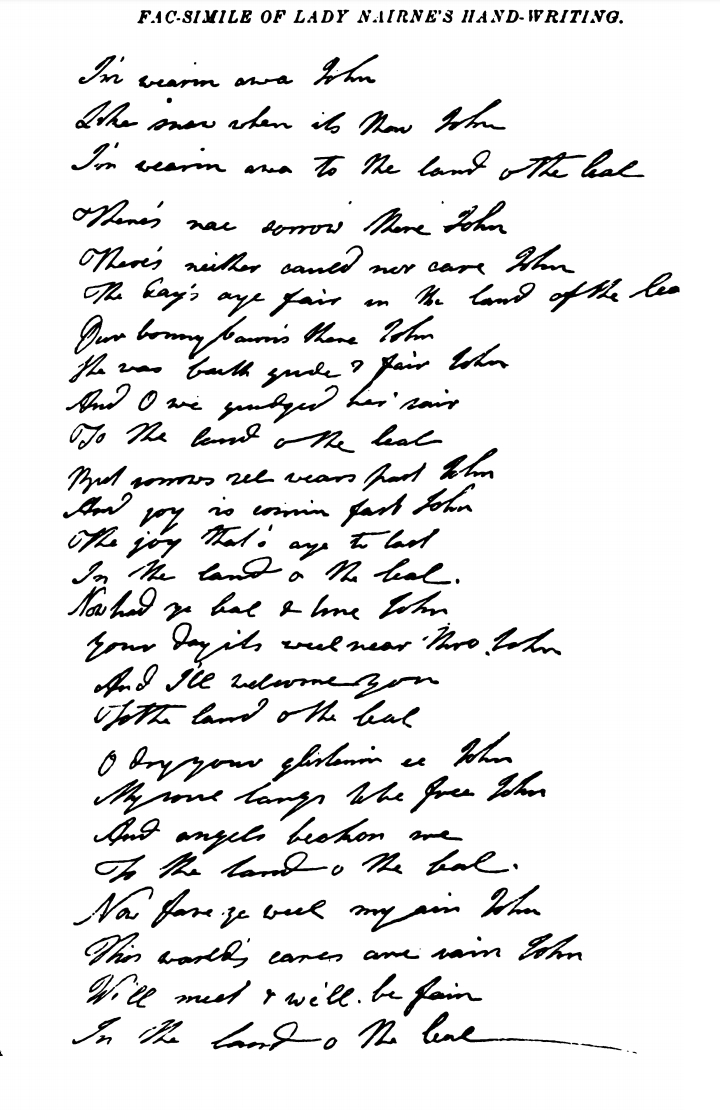 Land of the Leal - Lady Nairne's written lyrics